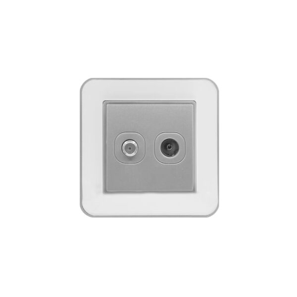 فیش آنتن SAT-TV (مدل ارس) قاب نقره‌ای زه سفید میانی رنگی ایران الکتریک