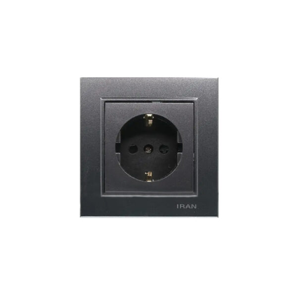 پریز برق ارتدار(مدل برلیان) زغال سنگی میانی رنگی ایران الکتریک