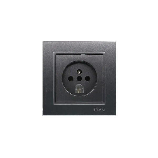 پریز تلفن دوکاره (مدل برلیان) زغال سنگی میانی رنگی ایران الکتریک