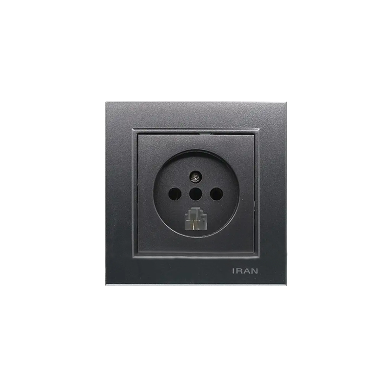 تلفن دوکاره پریز تلفن دوکاره (مدل برلیان) زغال سنگی میانی رنگی ایران الکتریک - Image 1