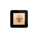 پریز تلفن دوکاره (مدل ارس) قاب طلایی زه رنگی میانی بژ ایران الکتریک