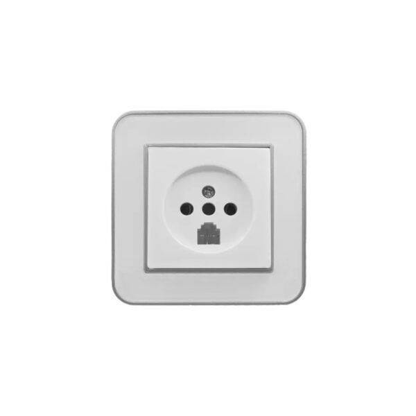 پریز تلفن دوکاره (مدل ارس) قاب رنگی زه سفید میانی سفید/ رنگی ایران الکتریک