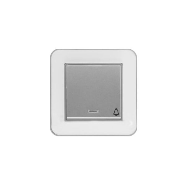 کلید شاسی زنگ (مدل ارس) قاب نقره‌ای زه سفید میانی رنگی ایران الکتریک