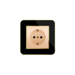 پریز برق ارت (مدل ارس) قاب طلایی زه رنگی میانی بژ ایران الکتریک