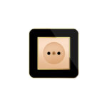 پریز برق (مدل ارس) قاب طلایی زه رنگی میانی بژ ایران الکتریک