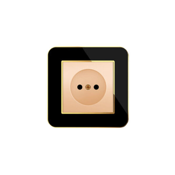 پریز برق (مدل ارس) قاب طلایی زه رنگی میانی بژ ایران الکتریک