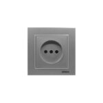 پریز برق (مدل برلیان) نقره ای میانی رنگی ایران الکتریک