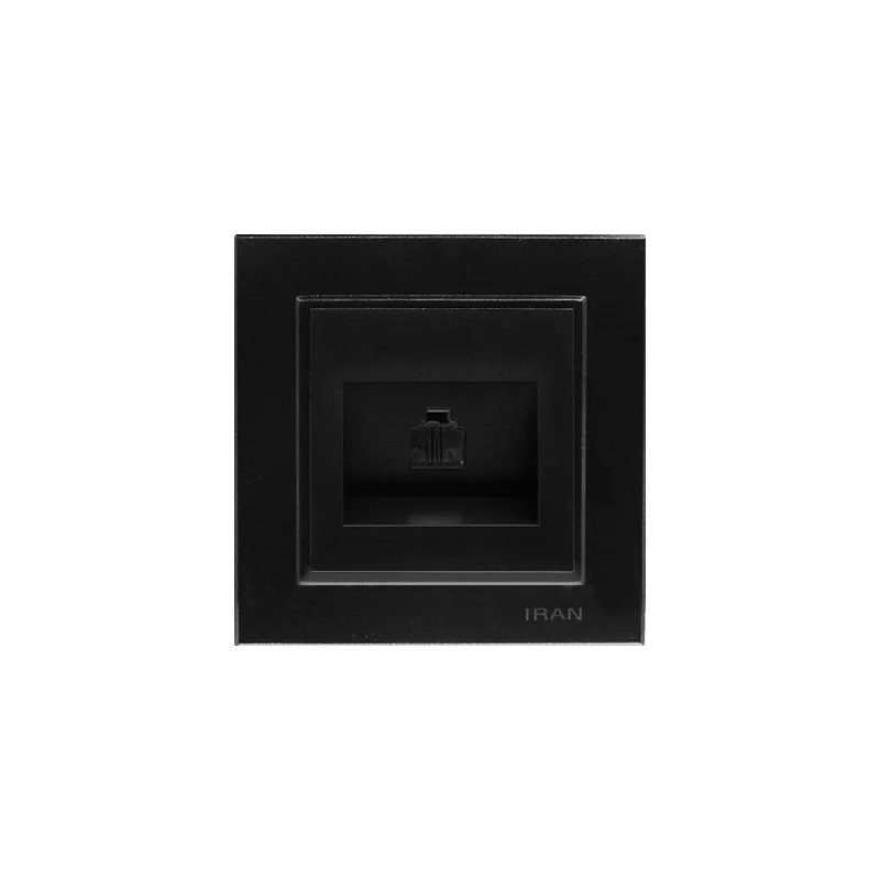 سوکت تلفن پریز تلفن تک سوکت (مدل برلیان) مشکی میانی رنگی ایران الکتریک - Image 1