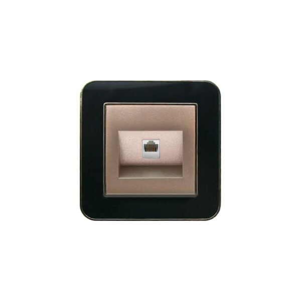 سوکت شبکه CAT6 (مدل ارس) قاب طلایی زه رنگی میانی بژ ایران الکتریک